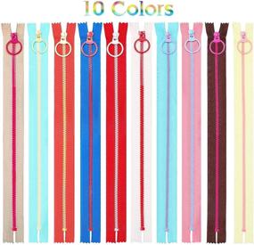 img 3 attached to Colorful Quoit Zipper Set for Tailor Sewing Crafts: TecUnite 20 Pieces of 12-Inch Plastic Resin Zippers with Lifting Rings - Ideal for Bags & Garments