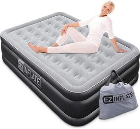 img 4 attached to Inflatable Queen Air Mattress with Dual Built-in Pump – Easy Inflation/Quick Set Up for Camping, Home & Travel - Double Height, Durable & Adjustable Blow Up Bed