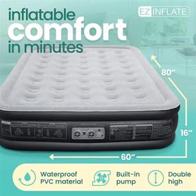 img 3 attached to Inflatable Queen Air Mattress with Dual Built-in Pump – Easy Inflation/Quick Set Up for Camping, Home & Travel - Double Height, Durable & Adjustable Blow Up Bed