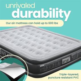img 2 attached to Inflatable Queen Air Mattress with Dual Built-in Pump – Easy Inflation/Quick Set Up for Camping, Home & Travel - Double Height, Durable & Adjustable Blow Up Bed