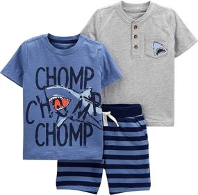 img 4 attached to 👕 Fun and Fashionable: Simple Joys Carters Playwear Chambray Boys' Clothing Sets