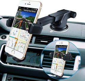 img 4 attached to 📱 BOLWEO Phone Car Holder: Versatile and Durable Dashboard, Air Vent, and Windshield Mount for iPhone 11 12 Pro XS Max XR X 8 7 6, Samsung, LG, Nexus, and Nokia (Black)