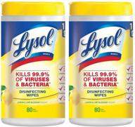 lysol disinfectant wipes: multi-surface antibacterial cleaning - lemon and lime blossom - 160 count (pack of 2) logo