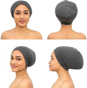 img 2 attached to 🎩 Bamboo Satin Bonnet Sleeping Beanie Hat: Frizz-Control Headwear for Natural Hair - Women and Men