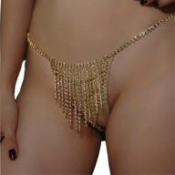 💎 gold crystal waist body chain: sexy rhinestone thong panties with bridal crystal tassel jewelry - ideal for nightclub & bikini logo