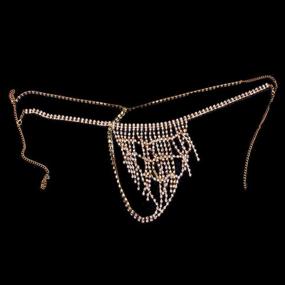 img 2 attached to 💎 Gold Crystal Waist Body Chain: Sexy Rhinestone Thong Panties with Bridal Crystal Tassel Jewelry - Ideal for Nightclub & Bikini