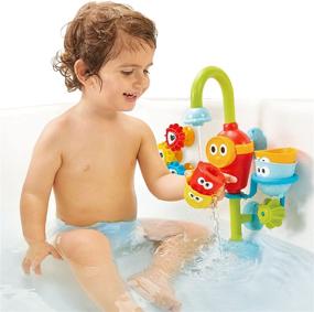 img 3 attached to 🛁 Yookidoo игрушки для младенцев 1-3 - Умывальник Spin and Sort Spout Pro с 3 стопками чашек, шлангом и краном, крутящимися присосками для веселого времяпрепровождения в ванне с детьми.