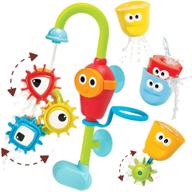 🛁 yookidoo игрушки для младенцев 1-3 - умывальник spin and sort spout pro с 3 стопками чашек, шлангом и краном, крутящимися присосками для веселого времяпрепровождения в ванне с детьми. логотип