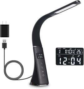 img 4 attached to 📚 Versatile LED Desk Lamp with Smart Features: Clock, Alarm, Date, Temperature, Ideal for Reading, Office, and Bedroom, 3 Lighting Modes, 5 Brightness Levels – Black