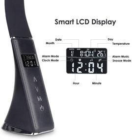 img 2 attached to 📚 Versatile LED Desk Lamp with Smart Features: Clock, Alarm, Date, Temperature, Ideal for Reading, Office, and Bedroom, 3 Lighting Modes, 5 Brightness Levels – Black