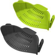 🍝 2 pack silicone clip on strainers for pots and pans - heat resistant colander kitchen gadgets for hands-free draining of pasta, spaghetti, ground beef - fits all pots and bowls logo