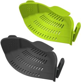 img 4 attached to 🍝 2 PACK Silicone Clip on Strainers for Pots and Pans - Heat Resistant Colander Kitchen Gadgets for Hands-Free Draining of Pasta, Spaghetti, Ground Beef - Fits All Pots and Bowls