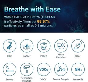 img 3 attached to 🌬️ Электрочомес KJ203F-142 Очиститель воздуха True HEPA: Идеальный домашний очиститель воздуха для больших комнат, улавливает 99,97% запахов, дыма, пыльцы - режим сна, моющиеся фильтры.