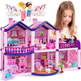 img 4 attached to 🏰 Princess Dollhouse with Unicorn and Dog Dolls