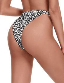 img 3 attached to 👙 Stylish Yilisha Women's High Waisted Black Cheeky Swim Bottoms - Trendy High Cut and High Leg Design