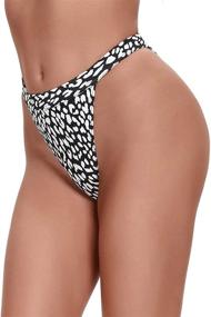 img 1 attached to 👙 Stylish Yilisha Women's High Waisted Black Cheeky Swim Bottoms - Trendy High Cut and High Leg Design