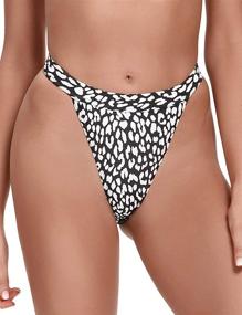 img 4 attached to 👙 Stylish Yilisha Women's High Waisted Black Cheeky Swim Bottoms - Trendy High Cut and High Leg Design