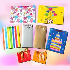 img 3 attached to 🎁 TIMBLESSING 8-Piece Gift Bag Set with Wrapping Paper in 4 Various Sizes (15x11, 10x13, 13.8x6.7, 7.5x6 Inches) - Perfect for Birthdays, Parties, Banquets, and Special Occasions - Customizable