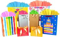 🎁 timblessing 8-piece gift bag set with wrapping paper in 4 various sizes (15x11, 10x13, 13.8x6.7, 7.5x6 inches) - perfect for birthdays, parties, banquets, and special occasions - customizable logo