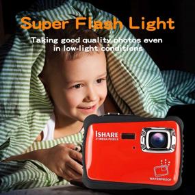 img 2 attached to 📸 ISHARE Waterproof Kids Camera: HD Underwater Digital Camera with 21MP, 2.0" LCD, 8X Digital Zoom, Flash and Mic - Perfect for Girls/Boys (RED)