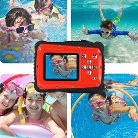 img 1 attached to 📸 ISHARE Waterproof Kids Camera: HD Underwater Digital Camera with 21MP, 2.0" LCD, 8X Digital Zoom, Flash and Mic - Perfect for Girls/Boys (RED)