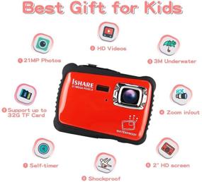 img 3 attached to 📸 ISHARE Waterproof Kids Camera: HD Underwater Digital Camera with 21MP, 2.0" LCD, 8X Digital Zoom, Flash and Mic - Perfect for Girls/Boys (RED)