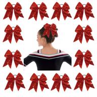 🎀 oaoleer glitter cheer hair bows: 12pcs large 7-inch ponytail holders for teen girls & sports logo