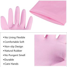 img 2 attached to Versatile Latex-Free Rubber Gloves: Waterproof Household Cleaning Gloves for Kitchen & Dishwashing - Large Size (3-Pack)