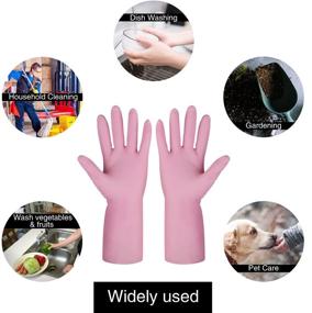 img 3 attached to Versatile Latex-Free Rubber Gloves: Waterproof Household Cleaning Gloves for Kitchen & Dishwashing - Large Size (3-Pack)