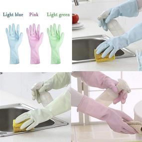 img 1 attached to Versatile Latex-Free Rubber Gloves: Waterproof Household Cleaning Gloves for Kitchen & Dishwashing - Large Size (3-Pack)