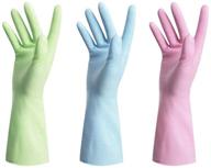 versatile latex-free rubber gloves: waterproof household cleaning gloves for kitchen & dishwashing - large size (3-pack) logo