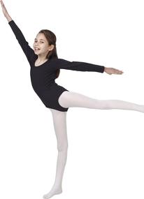 img 1 attached to 🤸 Organic Cotton Spandex Girls' Classic Long Sleeve Leotard for Gymnastics, Dance, and Ballet – CAOMP