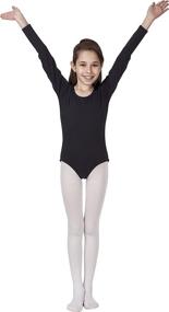 img 3 attached to 🤸 Organic Cotton Spandex Girls' Classic Long Sleeve Leotard for Gymnastics, Dance, and Ballet – CAOMP