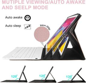 img 1 attached to 🌸 iPad Keyboard Case 10.2 inch - 7th/8th Gen, iPad Air 3, Pro 10.5 - 7 Color Backlit Detachable Keyboard - Rose Gold Folio Cover with Pencil Holder