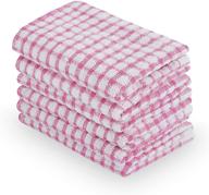 pack of 6 pink cotton terry small kitchen dish cloths, absorbent and quick drying cleaning dish rags, 15 x 10.5 inches logo