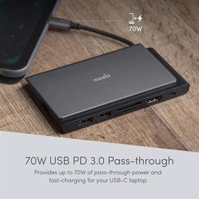 img 1 attached to 💻 Moshi Symbus Mini 7-in-1 USB C Hub Adapter with 4KHDR HDMI, 70W Power Delivery, USB-C/2 USB-A 5Gbps Data, microSD/SD Card Reader, Gigabit Ethernet - Compatible with MacBook, iPad Pro, Chromebook, Surface and More