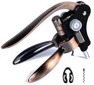 premium bronze wine opener corkscrew kit with foil cutter and extra spiral - professional version logo