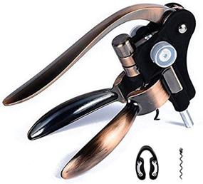 img 4 attached to Premium Bronze Wine Opener Corkscrew Kit with Foil Cutter and Extra Spiral - Professional Version