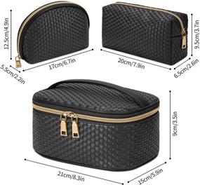 img 1 attached to 3-Piece Waterproof Makeup Bag Set - Portable Travel Cosmetic Bag for Women and Girls - Black