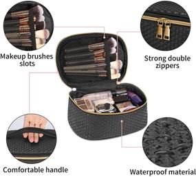 img 3 attached to 3-Piece Waterproof Makeup Bag Set - Portable Travel Cosmetic Bag for Women and Girls - Black