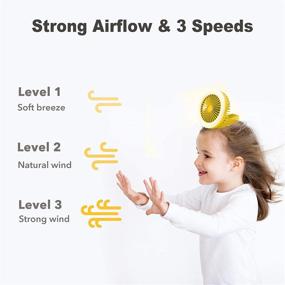 img 3 attached to 🌬️ Yellow Mini Handheld Fan - 3 Speed Adjustable USB Rechargeable, Small Portable Personal Fan, Foldable for Stroller, Desk or Table. Ideal for Kids, Girls, Women - Perfect for Home, Office, Outdoor Travel.