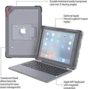 img 2 attached to 🔒 Brenthaven iPad Edge Click-Connect Keyboard Case - Durable, Rugged Protection for School and Office Use with Integrated Keyboard and Stand (for iPad 9.7, Gray)