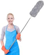 🪒 microfiber feather duster with extra long 100" extension pole - ideal for home, ceiling fans, and interior car cleaning - bendable non-scratch head - extendable and detachable - effective cobweb remover logo