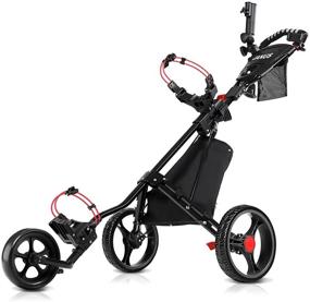 img 4 attached to 🏌️ JANUS Golf Push Cart - 3 Wheel Folding Design for Golf Clubs, Bag Pull Cart for Golf Bag - Ideal Golf Accessories for Men, Women, and Kids for Practice and Game