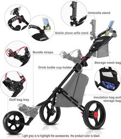 img 3 attached to 🏌️ JANUS Golf Push Cart - 3 Wheel Folding Design for Golf Clubs, Bag Pull Cart for Golf Bag - Ideal Golf Accessories for Men, Women, and Kids for Practice and Game