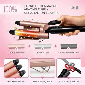img 3 attached to 💁 Professional 3 Barrel Curling Iron with Tourmaline Ceramic Barrels - Beach Waves Hair Crimper Iron - 1 Inch Barrels, Adjustable Heat, Auto Shut-Off - Premium Hair Waver Curler for Salon-Quality Results