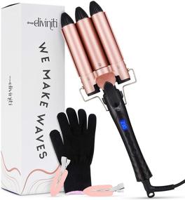img 4 attached to 💁 Professional 3 Barrel Curling Iron with Tourmaline Ceramic Barrels - Beach Waves Hair Crimper Iron - 1 Inch Barrels, Adjustable Heat, Auto Shut-Off - Premium Hair Waver Curler for Salon-Quality Results