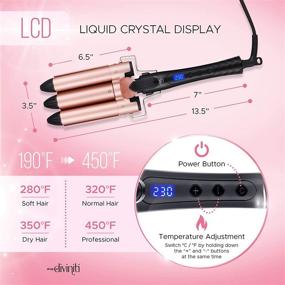 img 1 attached to 💁 Professional 3 Barrel Curling Iron with Tourmaline Ceramic Barrels - Beach Waves Hair Crimper Iron - 1 Inch Barrels, Adjustable Heat, Auto Shut-Off - Premium Hair Waver Curler for Salon-Quality Results