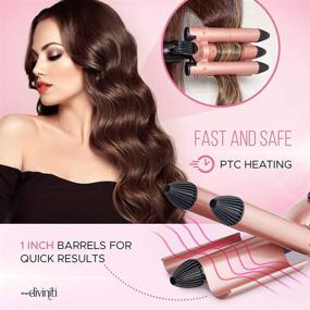 img 2 attached to 💁 Professional 3 Barrel Curling Iron with Tourmaline Ceramic Barrels - Beach Waves Hair Crimper Iron - 1 Inch Barrels, Adjustable Heat, Auto Shut-Off - Premium Hair Waver Curler for Salon-Quality Results