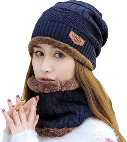 img 3 attached to 🧣 Yvechus Winter Beanie Hat, Scarf, and Gloves Set - 3 in 1, Warm Knit Hat with Thick Fleece Lining for Men and Women